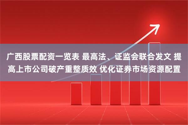 广西股票配资一览表 最高法、证监会联合发文 提高上市公司破产重整质效 优化证券市场资源配置