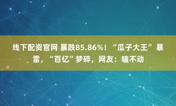 线下配资官网 暴跌85.86%！“瓜子大王” 暴雷，“百亿”梦碎，网友：嗑不动