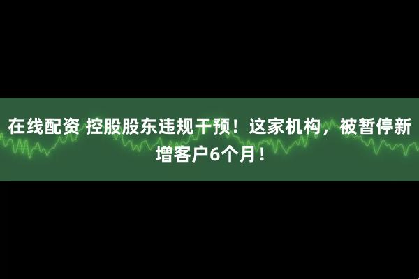 在线配资 控股股东违规干预!这家机构,被暂停新增客户6个月!